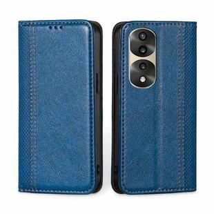 For Honor 70 Pro/70 Pro+ Grid Texture Magnetic Flip Leather Phone Case(Blue)