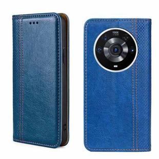 For Honor Magic3 Pro Grid Texture Magnetic Flip Leather Phone Case(Blue)