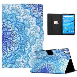 For Lenovo Tab M10 3rd Gen Colored Drawing Smart Leather Tablet Case(Green Flower)