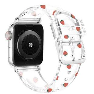 Square Buckle Transparent Watch Band For Apple Watch Series 8&7 41mm / SE 2&6&SE&5&4 40mm / 3&2&1 38mm(Strawberry)