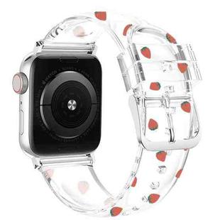 Square Buckle Transparent Watch Band For Apple Watch Ultra 49mm&Watch Ultra 2 49mm / Series 9&8&7 45mm / SE 3&SE 2&6&SE&5&4 44mm / 3&2&1 42mm(Strawberry)