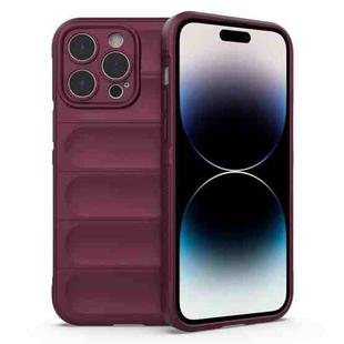 For iPhone 14 Pro Magic Shield TPU + Flannel Phone Case(Wine Red)
