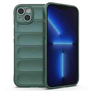 For iPhone 14 Plus Magic Shield TPU + Flannel Phone Case (Dark Green)