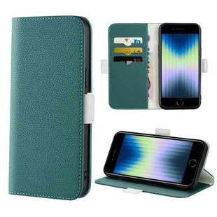 For iPhone SE 2022 / SE 2020 / 8 / 7 Candy Color Litchi Texture Leather Phone Case(Dark Green)