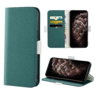 For iPhone 11 Pro Max Candy Color Litchi Texture Leather Phone Case (Dark Green)