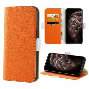 For iPhone 11 Pro Max Candy Color Litchi Texture Leather Phone Case (Orange)