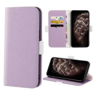 For iPhone 11 Pro Max Candy Color Litchi Texture Leather Phone Case (Light Purple)