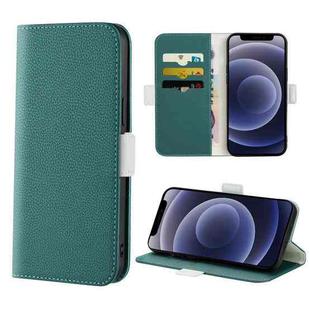 For iPhone 12 mini Candy Color Litchi Texture Leather Phone Case (Dark Green)