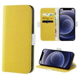 For iPhone 12 mini Candy Color Litchi Texture Leather Phone Case (Yellow)