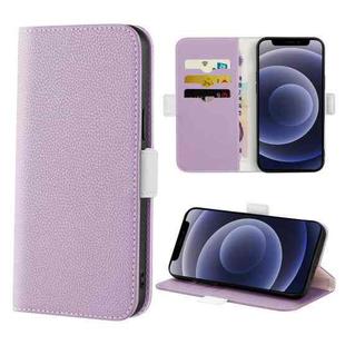 For iPhone 12 mini Candy Color Litchi Texture Leather Phone Case (Light Purple)