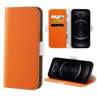 For iPhone 12 / 12 Pro Candy Color Litchi Texture Leather Phone Case(Orange)