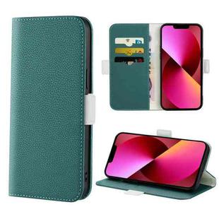 For iPhone 13 Candy Color Litchi Texture Leather Phone Case(Dark Green)