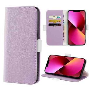 For iPhone 13 Candy Color Litchi Texture Leather Phone Case(Light Purple)