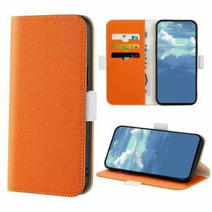 For iPhone 13 Pro Candy Color Litchi Texture Leather Phone Case (Orange)