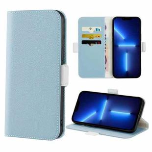 For iPhone 13 Pro Max Candy Color Litchi Texture Leather Phone Case (Light Blue)