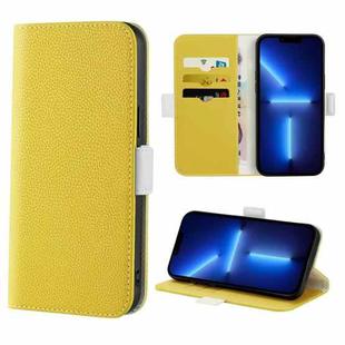 For iPhone 13 Pro Max Candy Color Litchi Texture Leather Phone Case (Yellow)