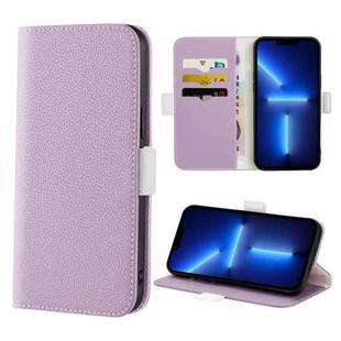 For iPhone 13 Pro Max Candy Color Litchi Texture Leather Phone Case (Light Purple)