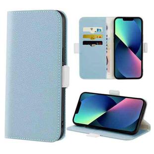 For iPhone 14 Candy Color Litchi Texture Leather Phone Case (Light Blue)