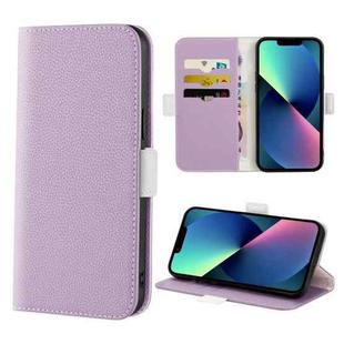 For iPhone 14 Candy Color Litchi Texture Leather Phone Case (Light Purple)