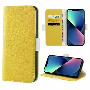For iPhone 14 Plus Candy Color Litchi Texture Leather Phone Case (Yellow)