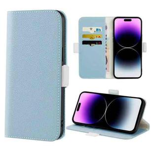 For iPhone 14 Pro Candy Color Litchi Texture Leather Phone Case(Light Blue)