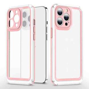 Bright Skin Feel PC + TPU Protective Phone Case For iPhone 13 Pro Max(Pink+White)