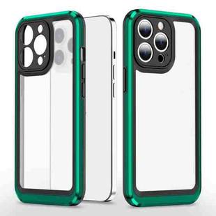 Bright Skin Feel PC + TPU Protective Phone Case For iPhone 13 Pro Max(Black+Dark Green)