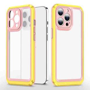 Bright Skin Feel PC + TPU Protective Phone Case For iPhone 13 Pro(Pink+Yellow)