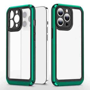 Bright Skin Feel PC + TPU Protective Phone Case For iPhone 13 Pro(Black+Dark Green)