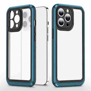 Bright Skin Feel PC + TPU Protective Phone Case For iPhone 13 Pro(Black+Blue)