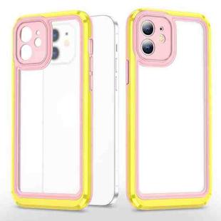 Bright Skin Feel PC + TPU Protective Phone Case For iPhone 12(Pink+Yellow)