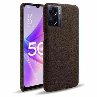 For OPPO A57 5G Cloth Coated Hard Plastic Phone Case(Brown)