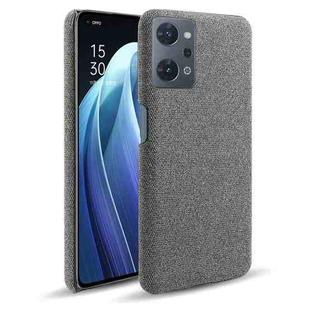 For OPPO Reno7 A Cloth Coated Hard Plastic Phone Case(Grey)