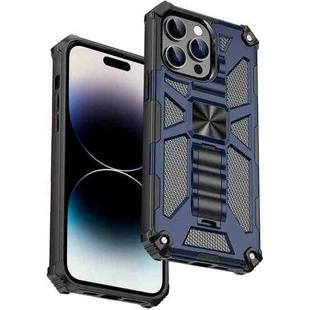 For iPhone 14 Pro Max Armor Shockproof TPU + PC Magnetic Protective Phone Case with Holder (Blue)