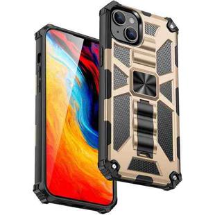 For iPhone 14 Plus Armor Shockproof TPU + PC Magnetic Protective Phone Case with Holder (Gold)