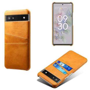For Google Pixel 6a Dual Card Slots Calf Texture PC Leather Phone Case(Orange)
