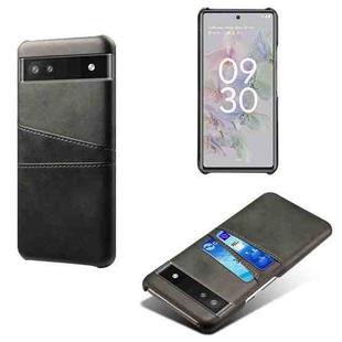 For Google Pixel 6a Dual Card Slots Calf Texture PC Leather Phone Case(Black)