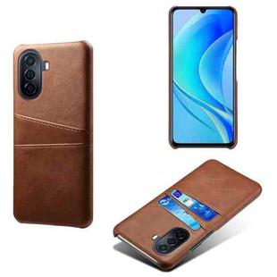 For Huawei Enjoy 50 Dual Card Slots Calf Texture PC Leather Phone Case(Brown)