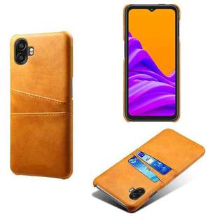For Samsung Galaxy Xcover6 Pro Dual Card Slots Calf Texture PC Leather Phone Case(Orange)