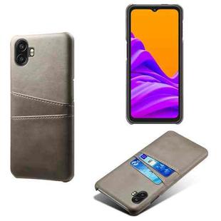For Samsung Galaxy Xcover6 Pro Dual Card Slots Calf Texture PC Leather Phone Case(Grey)