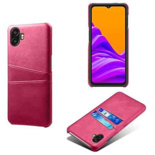 For Samsung Galaxy Xcover6 Pro Dual Card Slots Calf Texture PC Leather Phone Case(Rose Red)