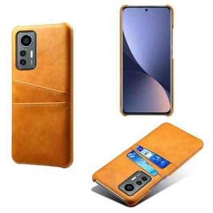 For Xiaomi 12 Lite Eurasian Dual Card Slots Calf Texture PC Leather Phone Case(Orange)