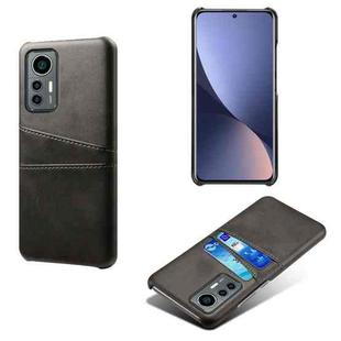 For Xiaomi 12 Lite Eurasian Dual Card Slots Calf Texture PC Leather Phone Case(Black)