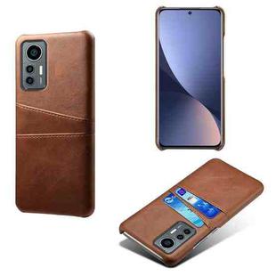 For Xiaomi 12 Lite Eurasian Dual Card Slots Calf Texture PC Leather Phone Case(Brown)