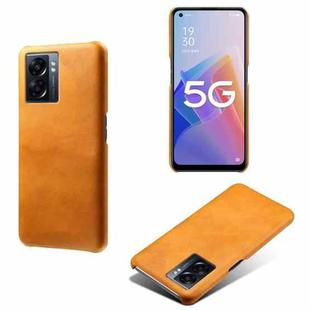 For OPPO A57 5G Calf Texture PC + PU Phone Case(Orange)