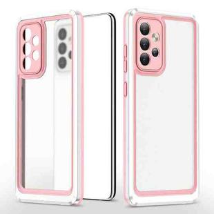 For Samsung Galaxy A52 5G / 4G Bright Skin Feel PC + TPU Protective Phone Case(Pink+White)