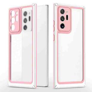 For Samsung Galaxy Note20 Ultra Bright Skin Feel PC + TPU Protective Phone Case(Pink+White)