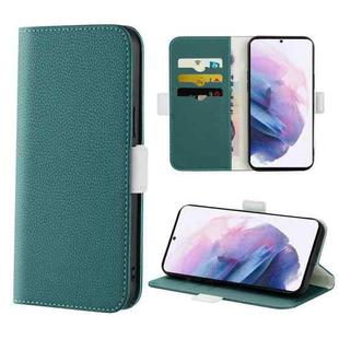 For Samsung Galaxy S21+ 5G Candy Color Litchi Texture Leather Phone Case(Dark Green)