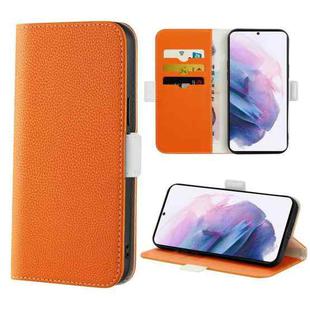 For Samsung Galaxy S21+ 5G Candy Color Litchi Texture Leather Phone Case(Orange)