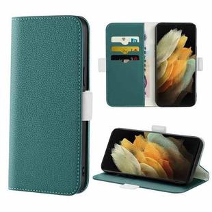 For Samsung Galaxy S21 Ultra 5G Candy Color Litchi Texture Leather Phone Case(Dark Green)